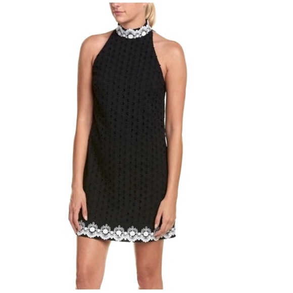 Bailey 44 Black Eyed Susan Navy Blue Sleeveless Dress with White Floral Detail - Picture 1 of 5